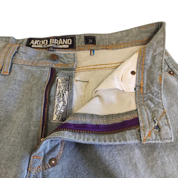 Akoo Brands Mens Jeans Size 38 Light Wash Straight Fit Hip Hop Skate Streetwear - Picture 8 of 15